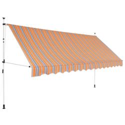 Auvent r&eacute;tractable manuel 350 cm Rayures jaunes et bleues