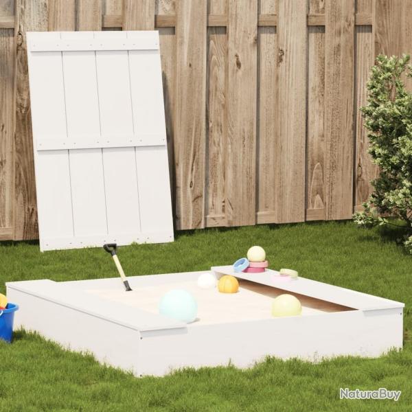 Bac � sable avec couvercle blanc bois massif de pin
