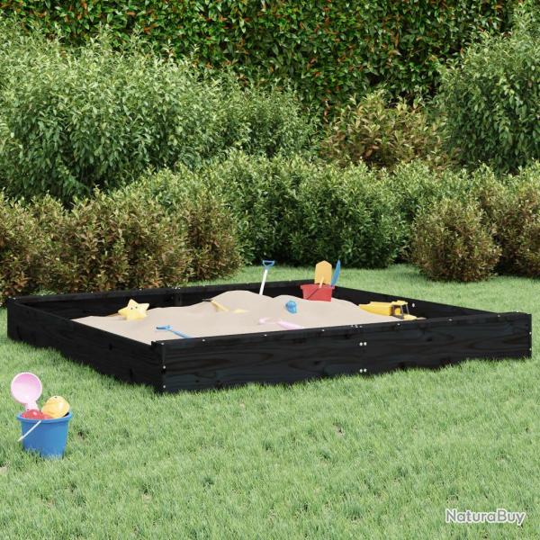 Bac � sable avec si�ges noir carr� bois de pin massif