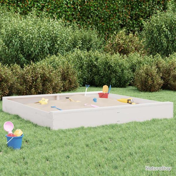 Bac � sable avec si�ges blanc carr� bois de pin massif