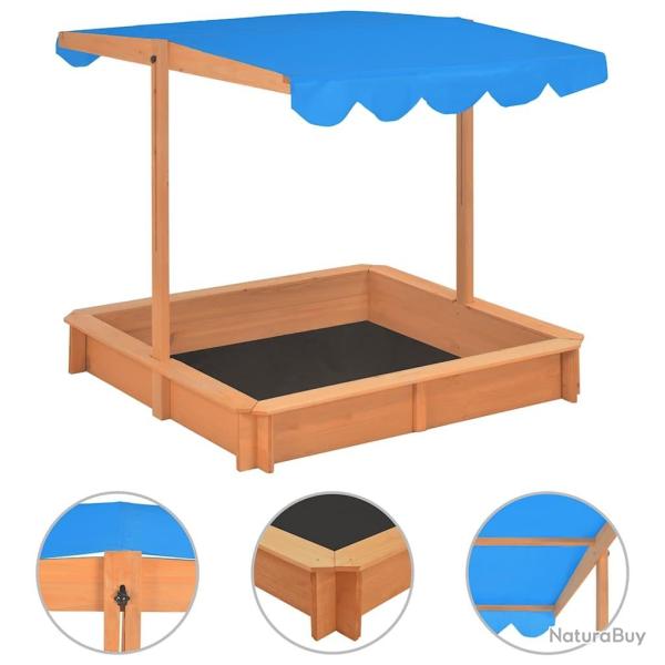 Bac � sable avec toit r�glable Bois de sapin 115x115x115 cm