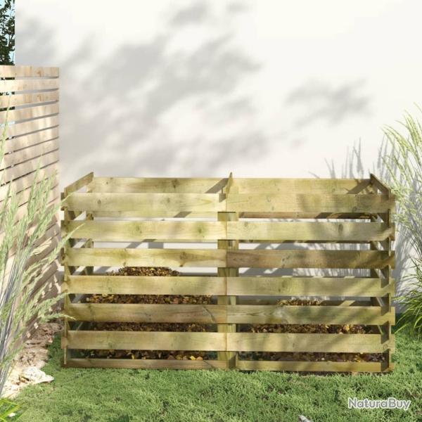 Bac de compostage � lattes Bois de pin impr�gn� 180x90x90 cm