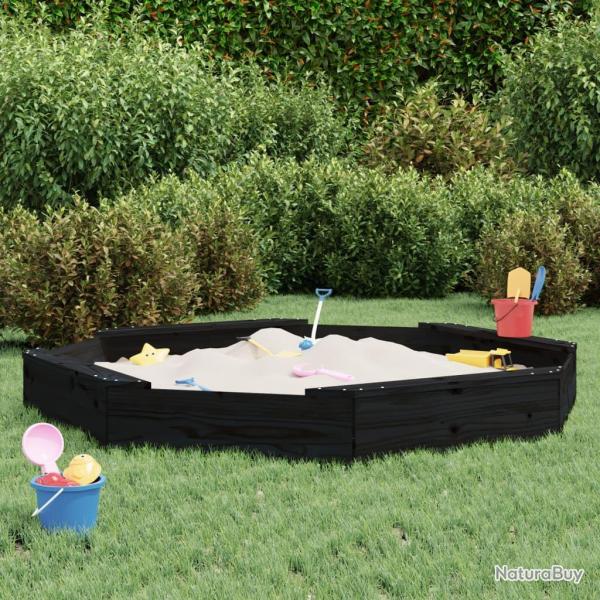 Bac � sable avec si�ges noir octogone bois de pin massif