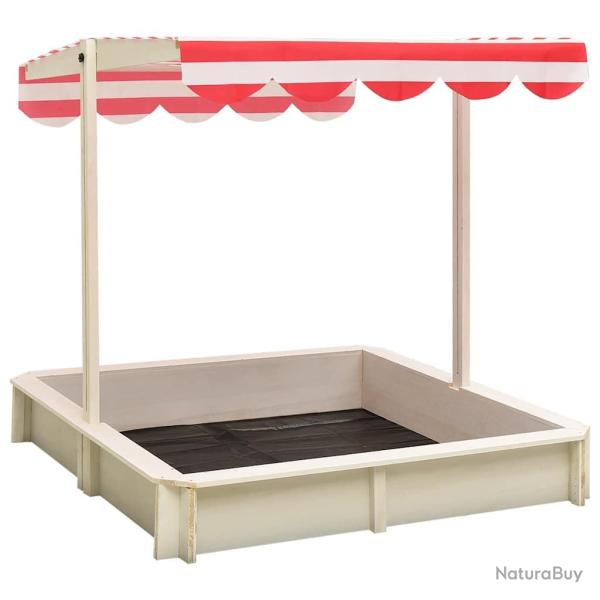 Bac  sable et toit rglable Bois de sapin Blanc et rouge UV50 alsavelo