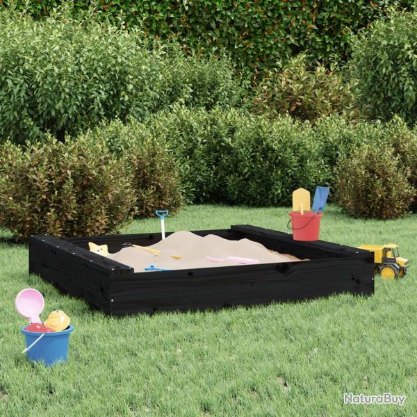 Bac � sable avec si�ges noir carr� bois de pin massif