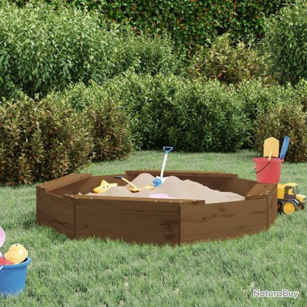 Bac  sable avec siges marron miel octogone bois de pin massif alsavelo