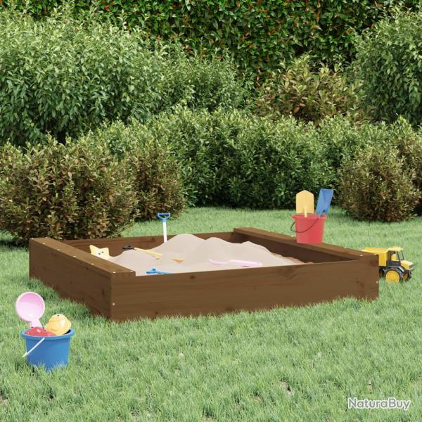 Bac � sable avec si�ges marron miel carr� bois de pin massif