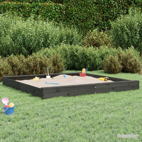 Bac  sable avec siges gris carr bois de pin massif alsavelo