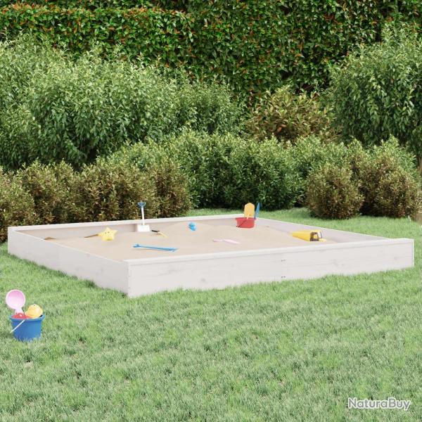 Bac � sable avec si�ges blanc carr� bois de pin massif