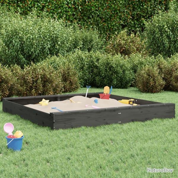 Bac  sable avec siges gris carr bois de pin massif alsavelo