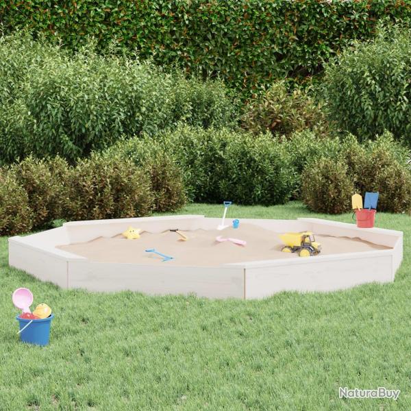 Bac � sable avec si�ges blanc octogone bois de pin massif