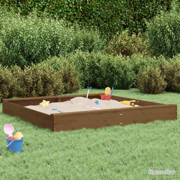 Bac � sable avec si�ges marron miel carr� bois de pin massif