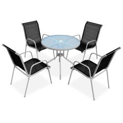 Ensemble &agrave; manger d'ext&eacute;rieur 5 pcs Acier Noir