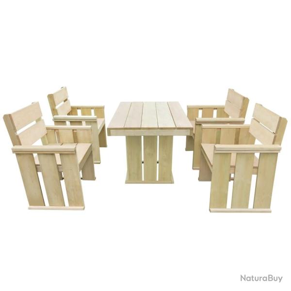 Ensemble � manger d'ext�rieur 5 pcs Bois de pin impr�gn� alsavelo
