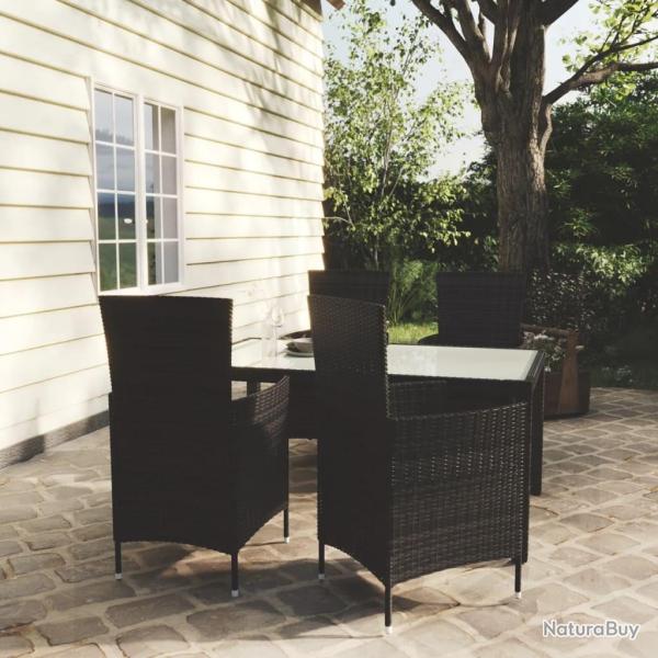 Ensemble � manger d'ext�rieur 5pcs avec coussins R�sine tress�e