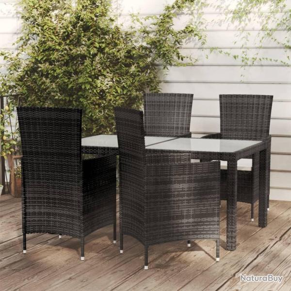 Ensemble � manger d'ext�rieur 5pcs avec coussins R�sine tress�e