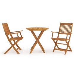 Ensemble &agrave; manger de jardin pliable 3 pcs Bois d'acacia solide