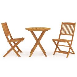 Ensemble &agrave; manger de jardin pliable 3 pcs Bois d'acacia solide