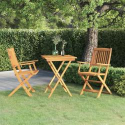 Ensemble &agrave; manger de jardin pliable 3 pcs Bois d'acacia solide