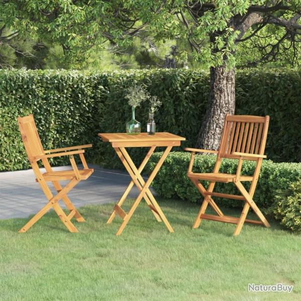 Ensemble � manger de jardin pliable 3 pcs Bois d'acacia solide