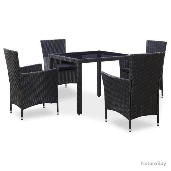 Ensemble � manger d'ext�rieur 5 pcs R�sine tress�e Noir alsavelo