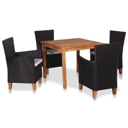 Ensemble &agrave; manger d'ext&eacute;rieur 5 pcs R&eacute;sine tress&eacute;e Noir marron