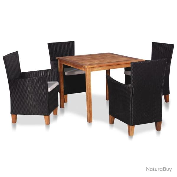 Ensemble � manger d'ext�rieur 5 pcs R�sine tress�e Noir marron