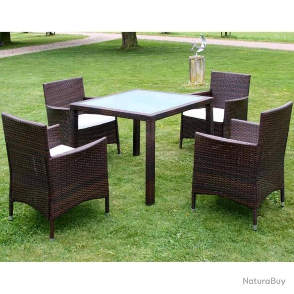 Ensemble � manger d'ext�rieur 5pcs avec coussins R�sine tress�e