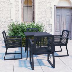 Ensemble &agrave; manger d'ext&eacute;rieur 5 pcs Rotin PVC Noir