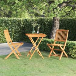 Ensemble &agrave; manger de jardin pliable 3 pcs Bois d'acacia solide
