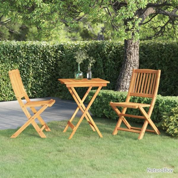 Ensemble � manger de jardin pliable 3 pcs Bois d'acacia solide