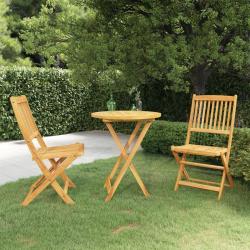 Ensemble &agrave; manger de jardin pliable 3 pcs Bois d'acacia solide
