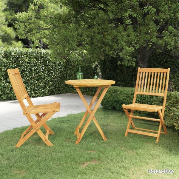 Ensemble  manger de jardin pliable 3 pcs Bois d'acacia solide alsavelo