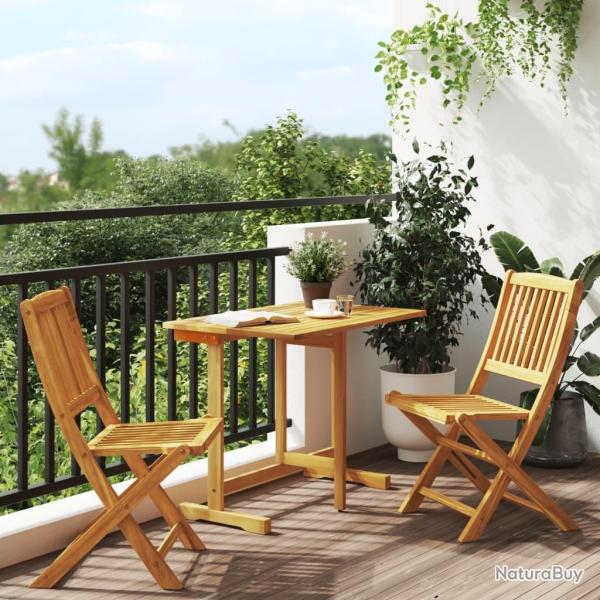 Ensemble � manger de jardin pliable 3 pcs bois d'acacia massif