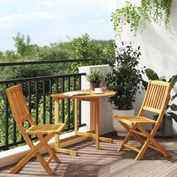 Ensemble &agrave; manger de jardin pliable 3 pcs bois d'acacia massif