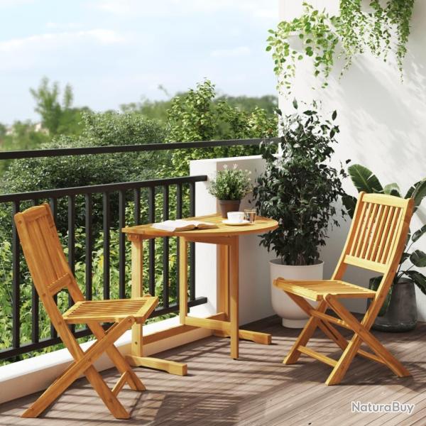 Ensemble  manger de jardin pliable 3 pcs bois d'acacia massif alsavelo