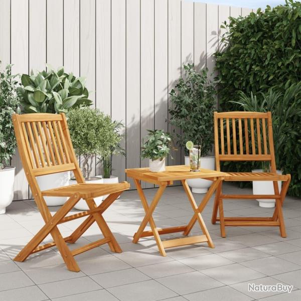 Ensemble � manger de jardin pliable 3 pcs bois d'acacia massif