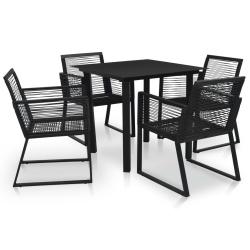 Ensemble &agrave; manger d'ext&eacute;rieur 5 pcs Rotin PVC Noir