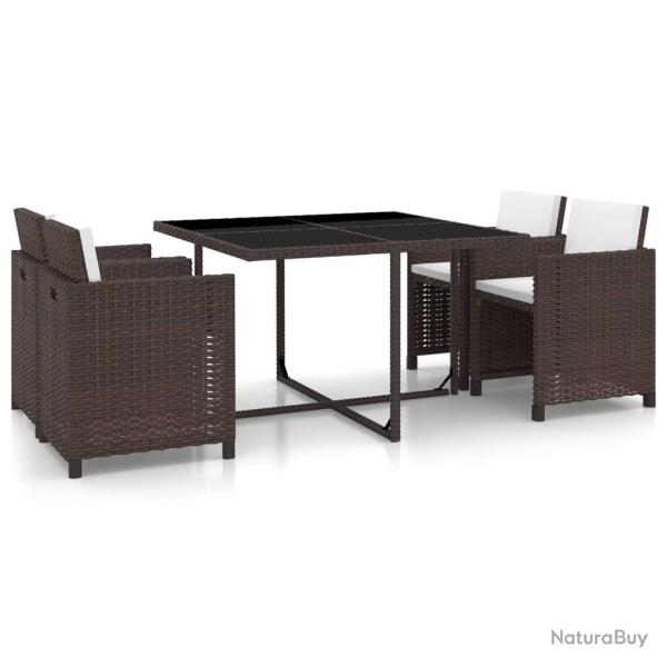 Ensemble � manger d'ext�rieur 5pcs avec coussins R�sine tress�e