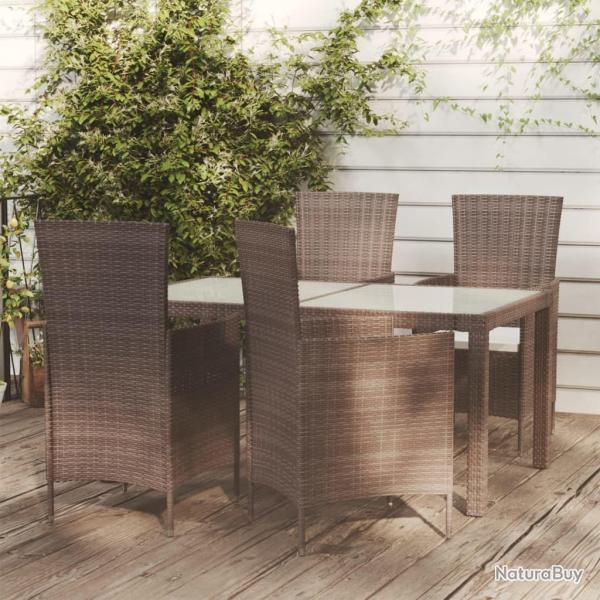 Ensemble � manger d'ext�rieur 5pcs avec coussins R�sine tress�e