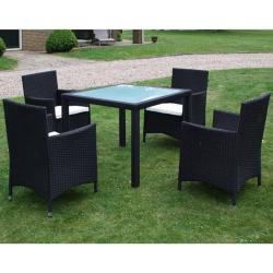 Ensemble &agrave; manger d'ext&eacute;rieur 5pcs avec coussins R&eacute;sine tress&eacute;e
