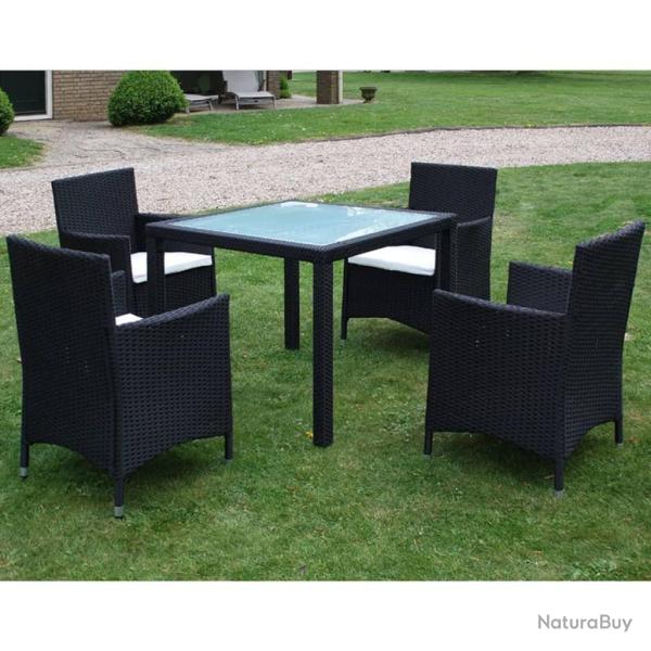 Ensemble � manger d'ext�rieur 5pcs avec coussins R�sine tress�e
