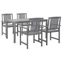 Ensemble &agrave; manger d'ext&eacute;rieur 5 pcs Gris Bois d'acacia solide