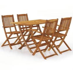 Ensemble &agrave; manger de jardin pliable 5 pcs Bois d'acacia solide