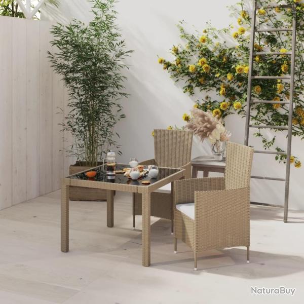 Ensemble � manger d'ext�rieur 3 pcs et coussins R�sine tress�e