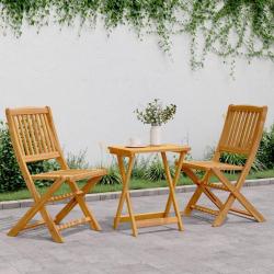 Ensemble &agrave; manger de jardin pliable 3 pcs bois d'acacia massif