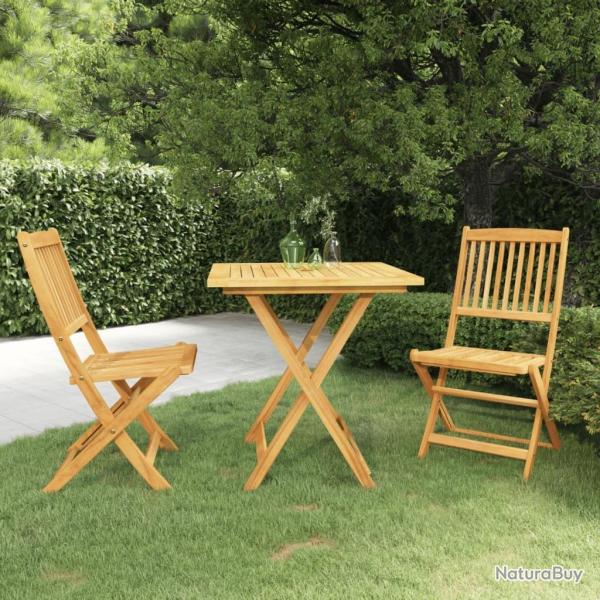 Ensemble � manger de jardin pliable 3 pcs Bois d'acacia solide