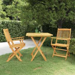 Ensemble &agrave; manger de jardin pliable 3 pcs Bois d'acacia solide