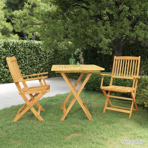 Ensemble � manger de jardin pliable 3 pcs Bois d'acacia solide