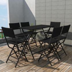 Ensemble &agrave; manger d'ext&eacute;rieur pliable 7pcs Acier R&eacute;sine tress&eacute;e